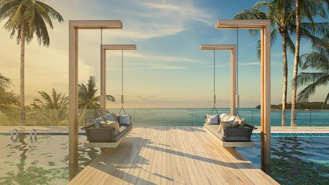 3D rendering outdoor resort architecture